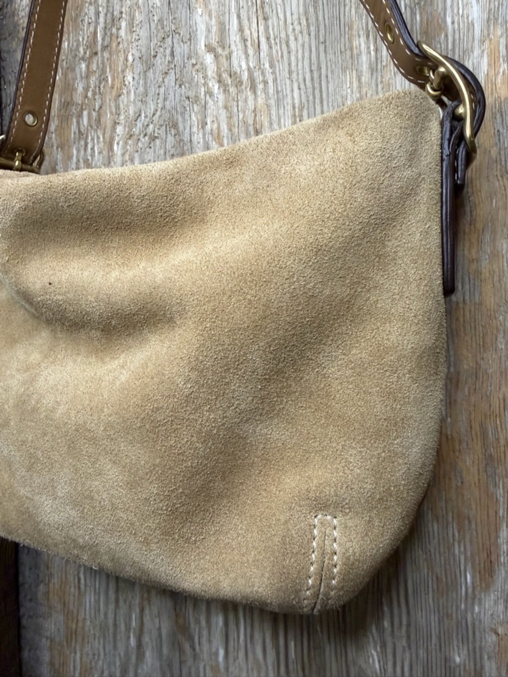 Vintage Coach Legacy Mini Tan Suede Shoulder Bag Handbag Y2K - Picture 9 of 16